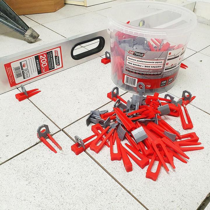 Produktbild Awtools SYSTEM POZIOMOWANIA PŁYTEK STANDARD 1,0mm - 7mm-15mm - KLIPS 400szt.