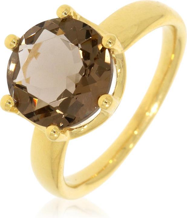 Xen Ring mit 10 mm Rauch-HT Quarz ca. 3,6 ct. gelbvergoldet