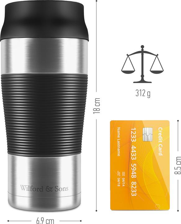 Image du produit Wilford & Sons Kaffeebecher, auslaufsicher, 360ml (Metallic) (360 ml)