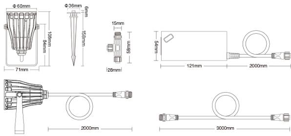 Immagine prodotto Milight Set di 3 spot da giardino LED intelligenti senza fili da 6W (550 lm, IP66)