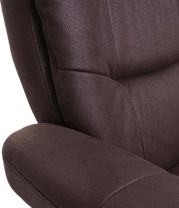 Produktbild Swisshandel24 MCA Relaxsessel, Fernsehsessel TV-Sessel Hocker, Stoff schwarz-braun Wildleder-Imitat, Gestell Walnu