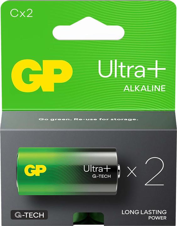 Actual product image GP Batteries Ultra Plus Alkaline Battery C Baby 2pcs 1.5V Blister (2 pcs., C)