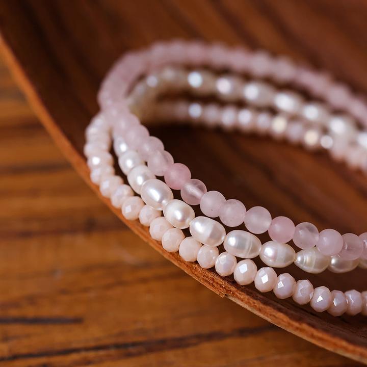 Actual product image Andreani Armband aus echten Süsswasserperlen mit Rosenquarz (80 cm)