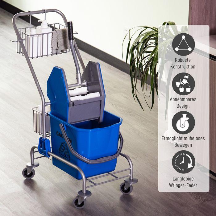Produktbild Swisshandel24 Putzwagen Reinigungswagen 26 Liter Wischwagen mit Wringer Rollen Blau (1 Stk.)