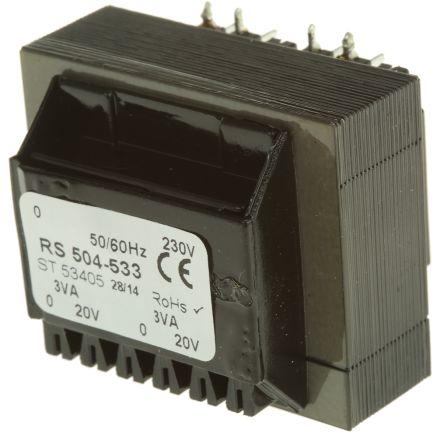 Image du produit Rs Pro Transformateur montage CI 6VA 2x0-20V
