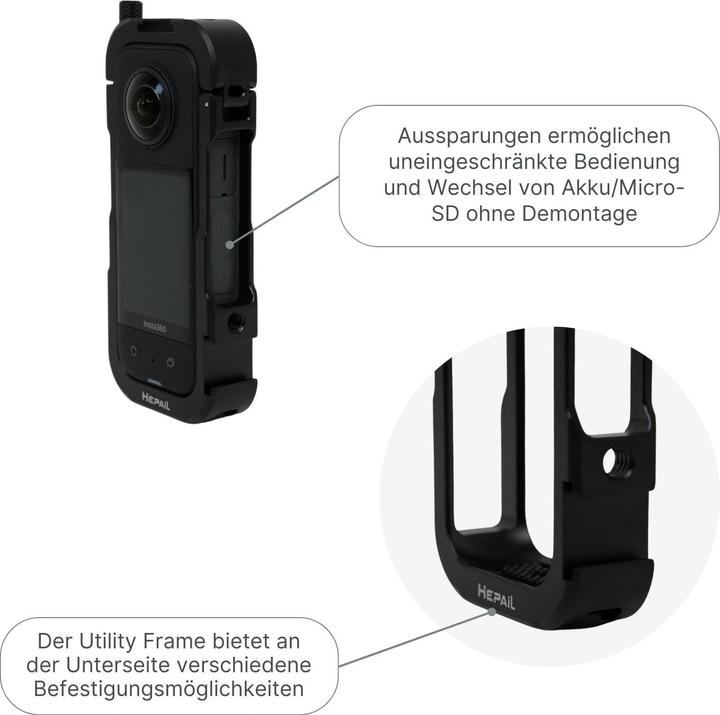 Image du produit Hermex Utility Cage pour Insta360 X3 Utility Frame Protection du cadre en aluminium (x3)