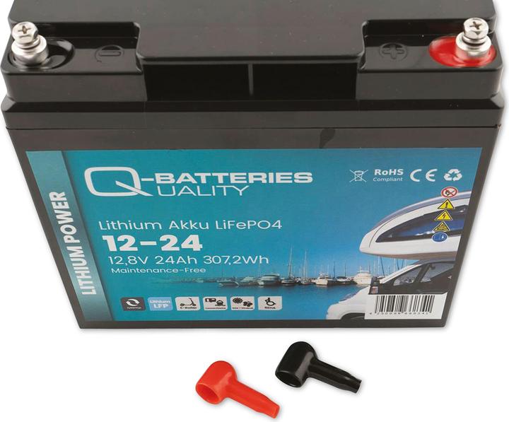 Image du produit Q-Batteries Batterie au lithium 12-24 12,8V 24Ah 307,2Wh, batterie LiFePO4 (12.80 V, 24 Ah)