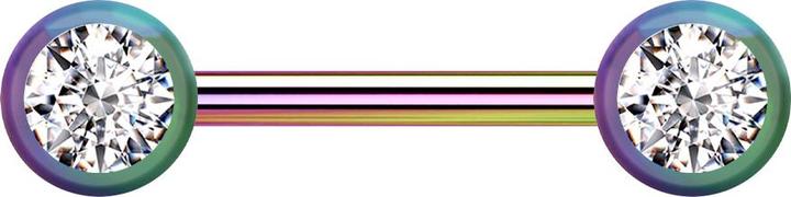 Actual product image Star Piercing Barbell coloured with two balls front crystal silver (without brass, Surgical steel 316L)