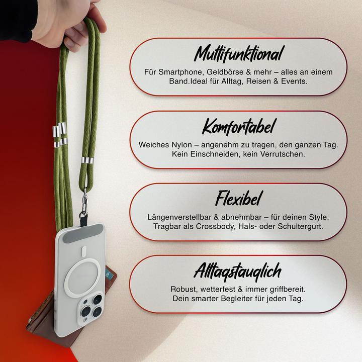Actual product image Nalia HoldMe Lanyard Handykette – Universal Trageband für Smartphones - Verstellbar, Soft & Elastisch