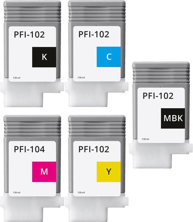 Produktbild Druckfuxx 5 TINTE PATRONEN für Canon imagePROGRAF IPF 650 655 750 755 760 765