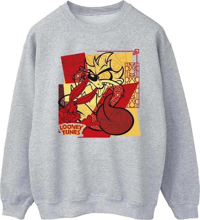 Actual product image Looney Tunes Mens Taz Bugs Rabbit New Year Sweatshirt (L)