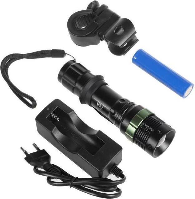 Actual product image Maclean Latarka rowerowa Cree 200 lumen LED Energy + ładowarka zestaw MCE175 (10 cm, 200 lm)