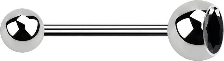 Image du produit Star Piercing Micro Barbell argent avec boule et boule de cristal noir (sans laiton, Acier chirurgical 316L)
