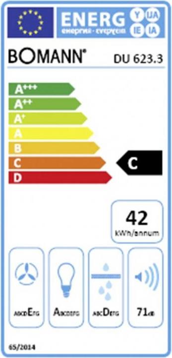 Label énergétique Bomann DU 623.3 (Hotte à tiroir)