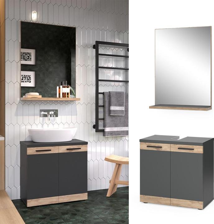 Immagine prodotto Vicco Badmöbel-Set Niko, Anthrazit/Viking Oak, mit Spiegel