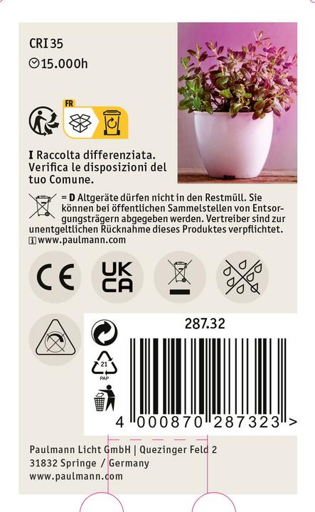 Produktbild Paulmann Grow Green Pflanzenlampe R63 (LED, 6.50 V)