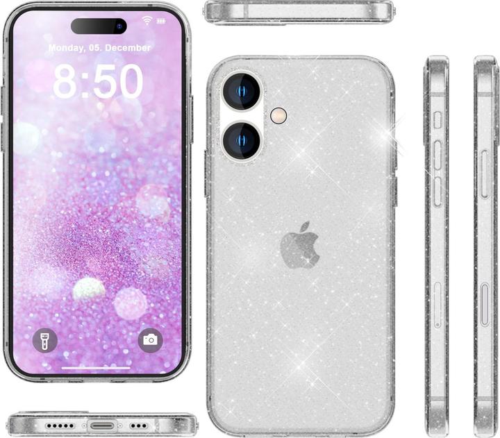 Produktbild Nalia Klare Glitzer Silikon Hülle (Apple iPhone 16)