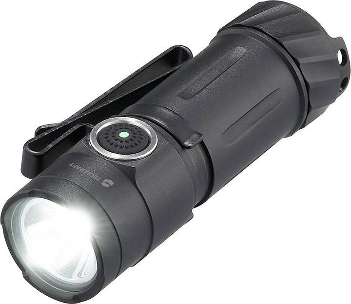 Productafbeelding Toolcraft TO-9664728 Mini zaklamp, verstelbaar, met riemclip, met noodverlichting (7.02 cm, 1200 lm)