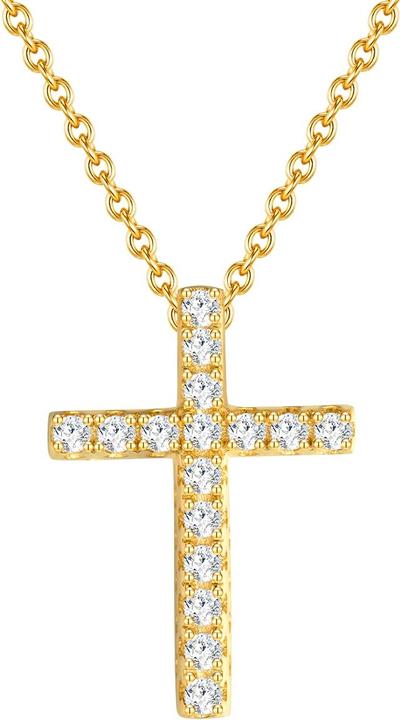 Image du produit Rafaela Donata Femme Croix en argent sterling zirconium or jaune 40,0 cm chaîne de base + 5,0 cm extension - 33764 (Argent Sterling, 40 - 45 cm)