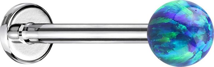 Produktbild Star Piercing Micro Labret silber mit Kugel Opal blau (ohne Messing, Chirurgenstahl 316L)