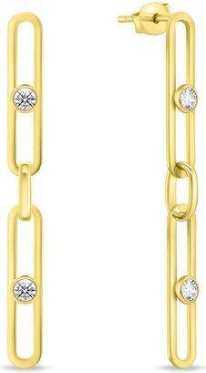 Brilio Silver - Stylish gold-plated earrings with zircons EA1001Y