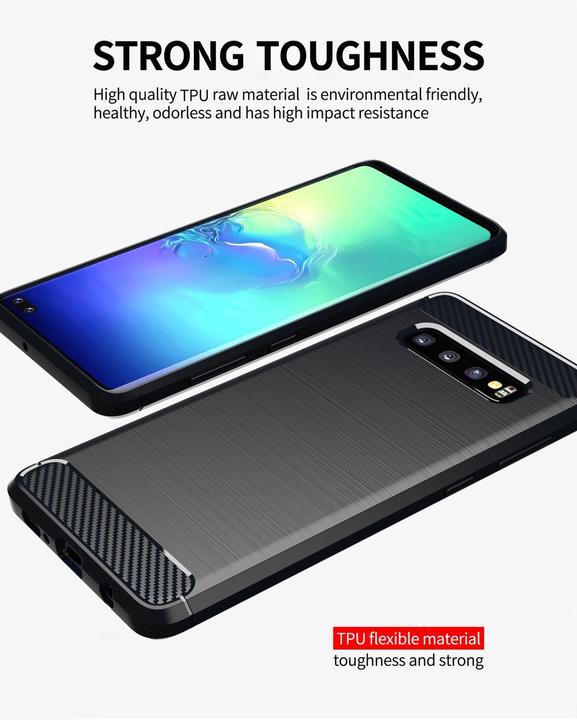 Actual product image Cadorabo TPU Ultra Slim carbon stainless steel Combi Cover (Samsung Galaxy S10+)
