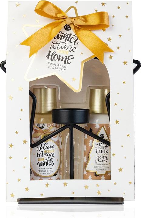 Accentra Badeset WINTER MAGIC in Geschenkbox, inkl. 100ml Duschgel, 100ml Bodylotion, Kerzenständer in Sternf (Körperpflegeset, Haarpflege set)