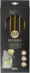 Image du produit Gusta Paille en acier inoxydable + brosse Or 4 pièces (4 x)