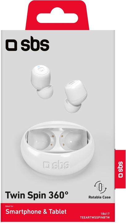 Produktbild SBS TWIN SPIN Kopfhörer mit 350mAh Ladestation white (90 h, Kabellos)