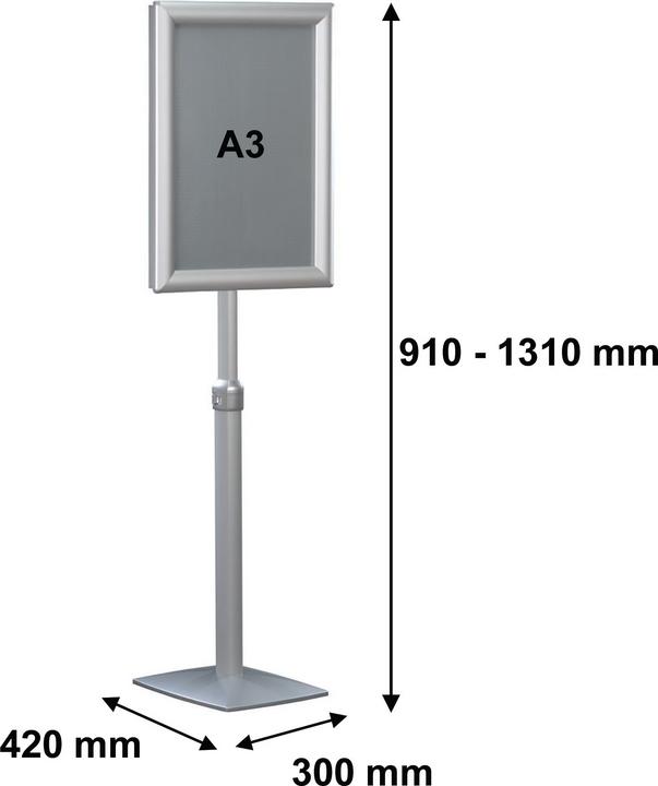 Produktbild Franken Infoständer "Universal", DIN A3, Höhe: 910-1.310 mm Aluminium-Klapprahmenprofil mit Kunststoffecken (A3)