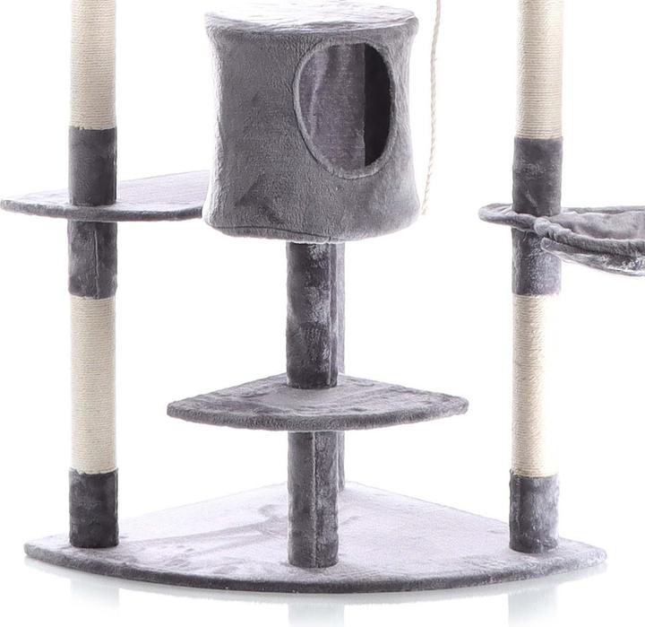 Produktbild Wiltec Eck-Kratzbaum Grau 210cm Katzenkratzbaum Katzenbaum Kletterbaum Katze (210 cm, Grau)