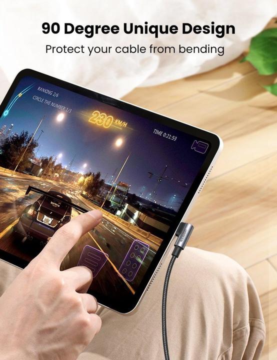 Image du produit Ugreen Câble de données USB-C 2.0 coudé vers USB-C 2.0 coudé 5A (2 m, USB 2.0)