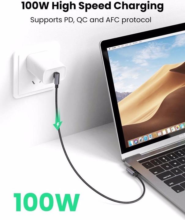 Image du produit Ugreen Câble de données USB-C 2.0 coudé vers USB-C 2.0 coudé 5A (2 m, USB 2.0)