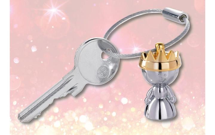 Actual product image Troika LITTLE QUEEN key fob queen with golden crown, shiny grey/gold