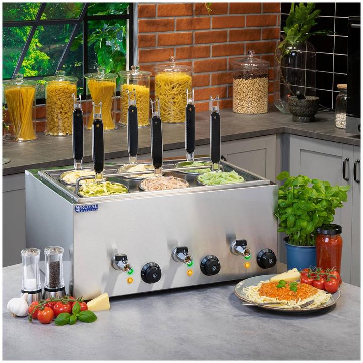 Produktbild Royal Catering Nudelkocher Elektro Pastakocher Teigwarenkocher 6 Körben 3000 W 230 V 3 x 4 L