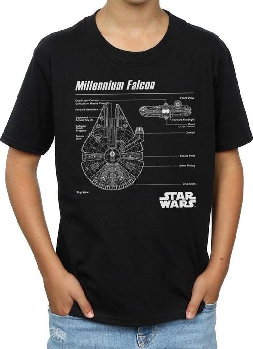 Immagine prodotto Star Wars Millennium Falcon Blueprint Maglietta Ragazzi (140, 146)
