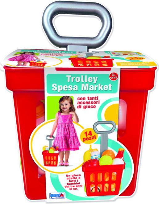 Actual product image Rs Toys Trolley Spesa Market con 14 Pezzi