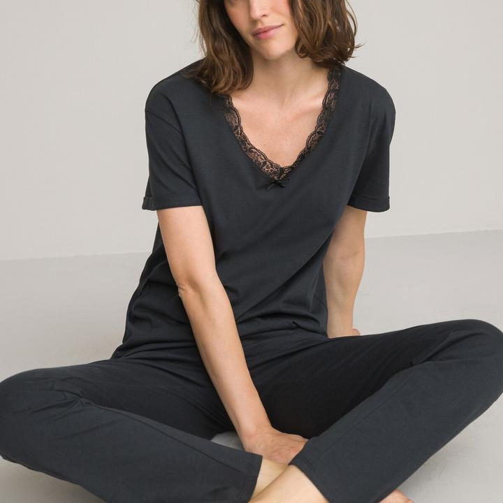 La Redoute Collections Jersey-Pyjama mit kurzen Ärmeln