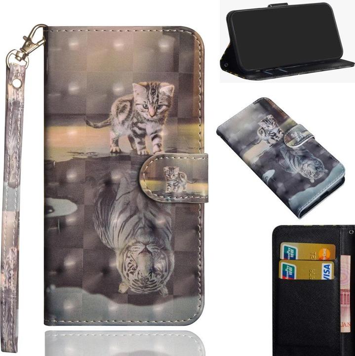 Produktbild Cover-Discount iPhone 12 / 12 Pro - Etui Glitzer Effekt Katze (Apple iPhone 12 Pro, Apple iPhone 12)