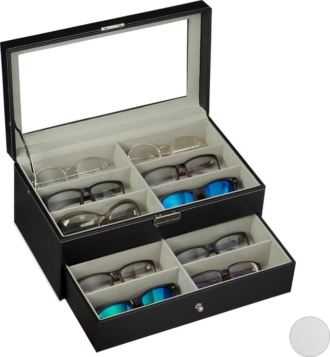 Image du produit Relaxdays Boîte à lunettes pour 12 paires, cuir artificiel