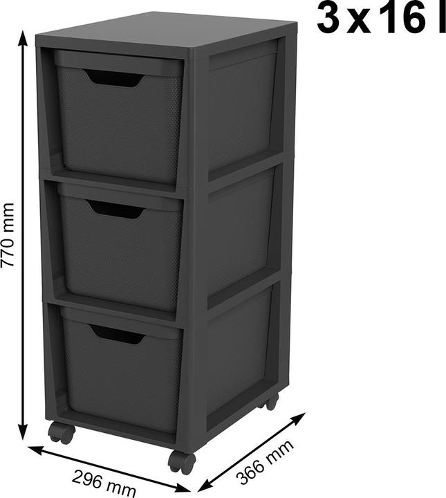 Image du produit Rotho Tour avec roulettes 3 x 16 l JIVE