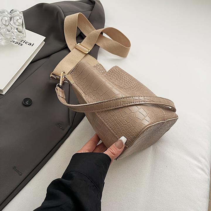 Produktbild Only-Bags.Store Bucket Bag mit Krokodilmuster - Vielseitige Schulter- und Umhängetasche, schmutzabweisendes