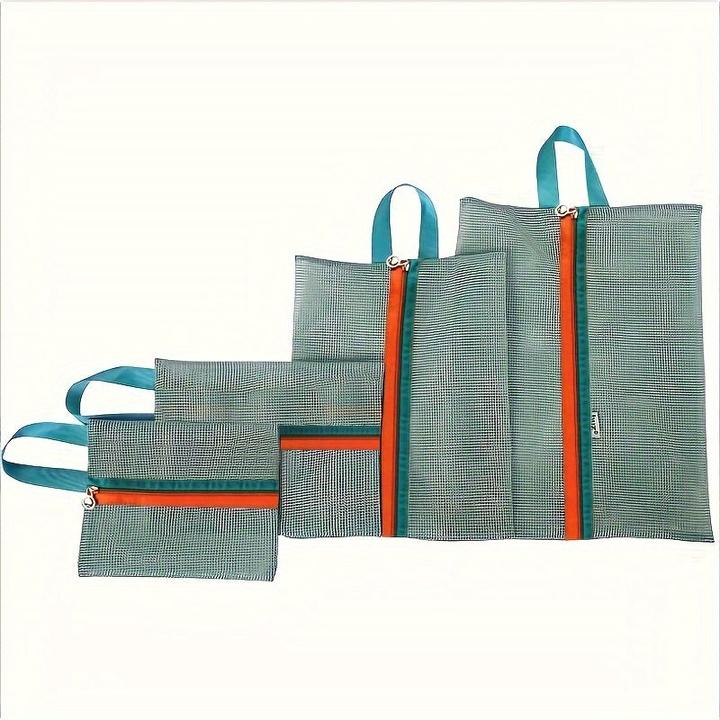 Actual product image Only-Bags.Store 4 pieces Travel Mesh Storage Bags, lightweight, versatile organisers, portable mesh bags