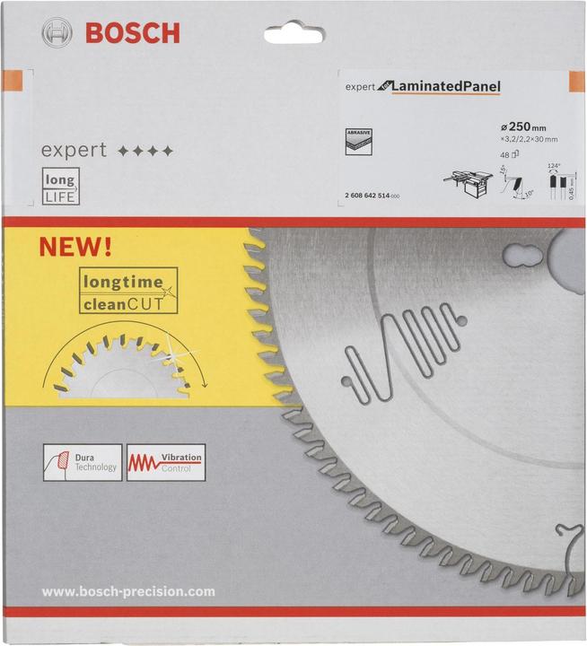 Produktbild Bosch Professional Zubehör Kreissägeblatt Expert for Laminated Panel, 250 x 30 x 3,2 mm, 48