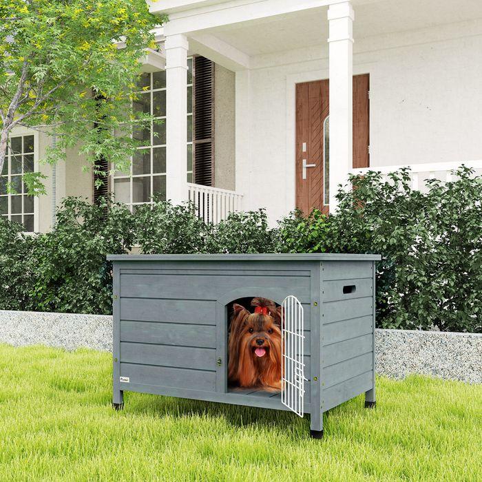 Produktbild Swisshandel24 Hundehütte Hundehaus mit Tür Hundebox Gitterbox für Katzen Tanne Grau (Hundehütte)