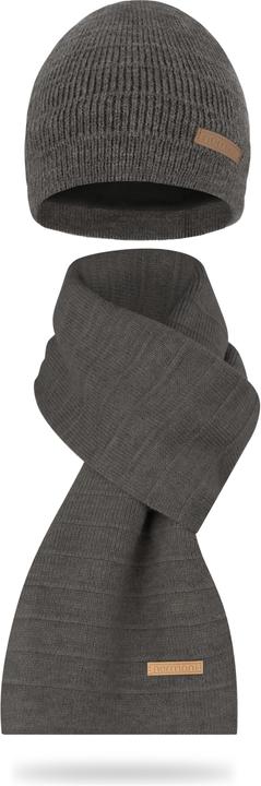 Image du produit Normani Ensemble d'hiver "Sudbury" avec bonnet et écharpe Marron chiné (Taille unique)