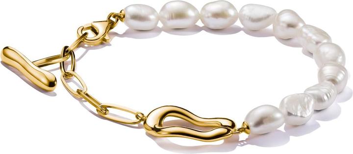 Thomas Sabo Perlenarmband Natural Beauty vergoldet (19 cm, Süsswasserzuchtperle, Sterling Silber 925)