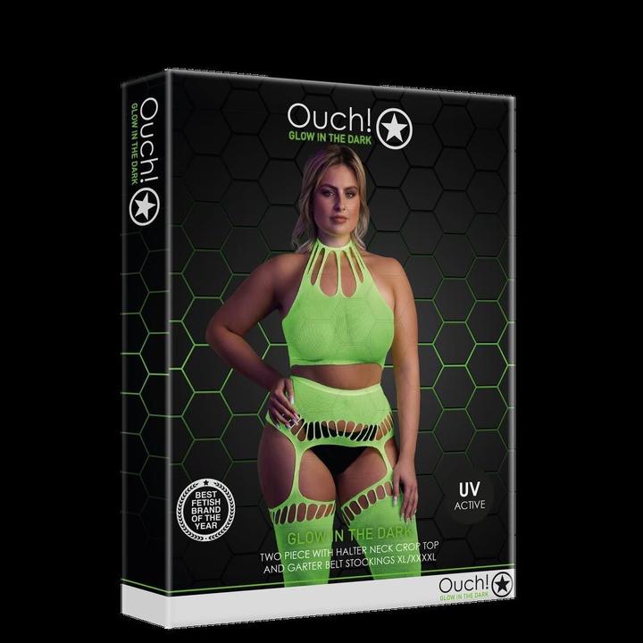 Immagine prodotto Ouch! Two Piece with Crop Top and Stockings - Green - XL/XXXXL (XL, XXL, 3XL)
