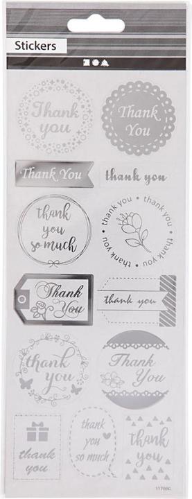 Image du produit Creativ Company Autocollant argent Merci, 1 feuille