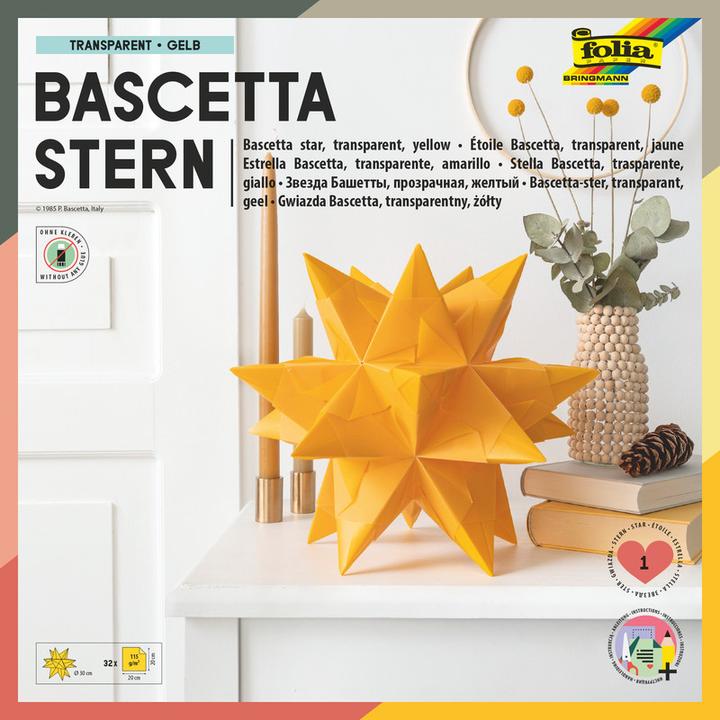 Produktbild Folia Faltbl„tter Bascetta-Stern, gelb-transparent (32 x)